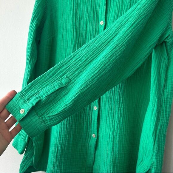 J. Jill Cotton-Gauze Split-Hem Tunic in green - Picture 4 of 7